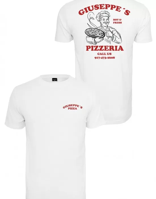 Мъжка тениска Mister Tee Giuseppes Pizzeria в бял цвят, Тениски - Hoodstyle.bg