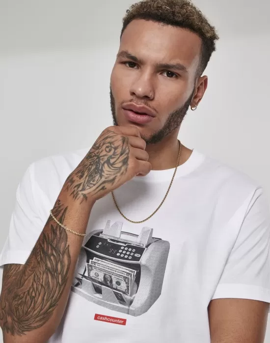 Мъжка тениска Mister Tee Cashcounter в бял цвят, Тениски - Hoodstyle.bg