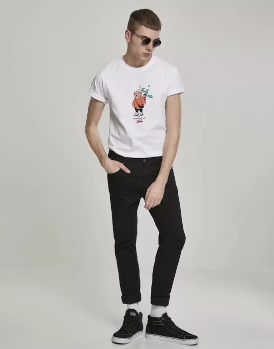 Мъжка тениска Mister Tee Bear Money в бял цвят, Тениски - Hoodstyle.bg