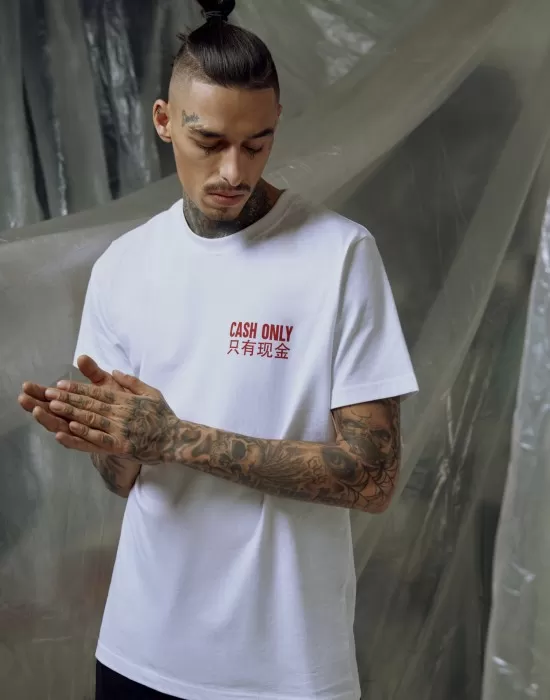 Мъжка тениска Mister Tee Cash Only в бял цвят, Тениски - Hoodstyle.bg