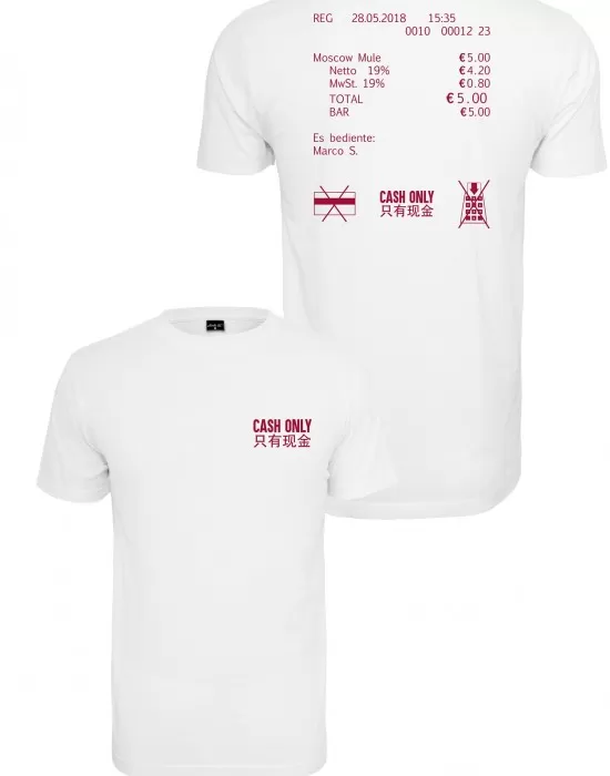 Мъжка тениска Mister Tee Cash Only в бял цвят, Тениски - Hoodstyle.bg