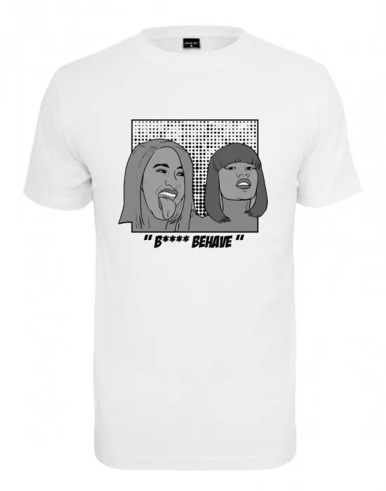 Мъжка тениска Mister Tee B**** Behave в бял цвят, Тениски - Hoodstyle.bg