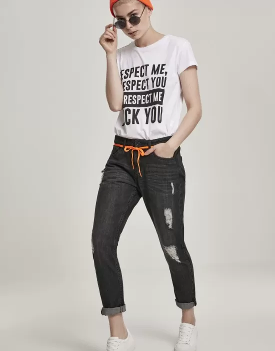 Дамска  тениска Mister Tee Respect Me в бял цвят, Тениски - Hoodstyle.bg