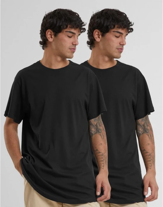 2 Броя Изчистени Мъжки ТенискиPre-Pack Shaped Long Tee 2-Pack black XXL
