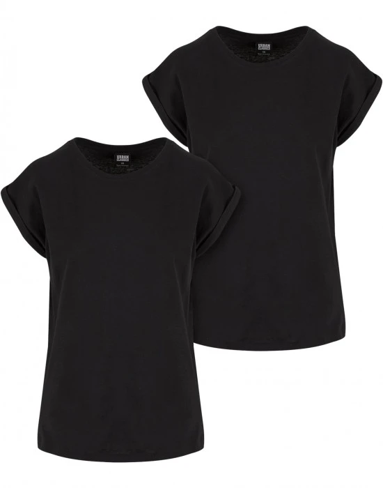 2 Броя Изчистени Дамски ТенискиPre-Pack Ladies Extended Shoulder Tee 2-Pack black XXL