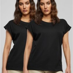 2 Броя Изчистени Дамски ТенискиPre-Pack Ladies Extended Shoulder Tee 2-Pack black XXL