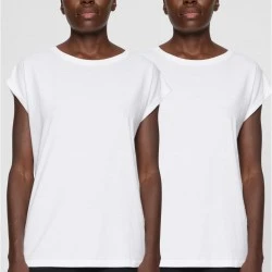 2 Броя Изчистени Мъжки ТенискиPre-Pack Ladies Extended Shoulder Tee 2-Pack white+white XXL