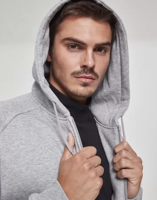 Мъжки изчистен суичър с цип Urban Classics gray TB014C, Суичъри с цип - Hoodstyle.bg