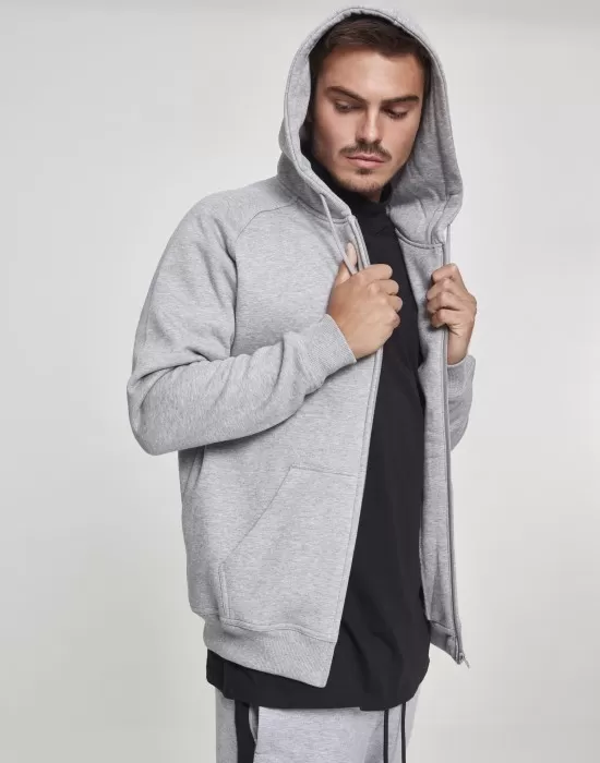 Мъжки изчистен суичър с цип Urban Classics gray TB014C, Суичъри с цип - Hoodstyle.bg