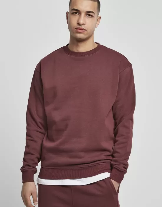 Мъжка изчистена блуза в тъмночервен цвят Urban Classics Crewneck, Блузи - Hoodstyle.bg