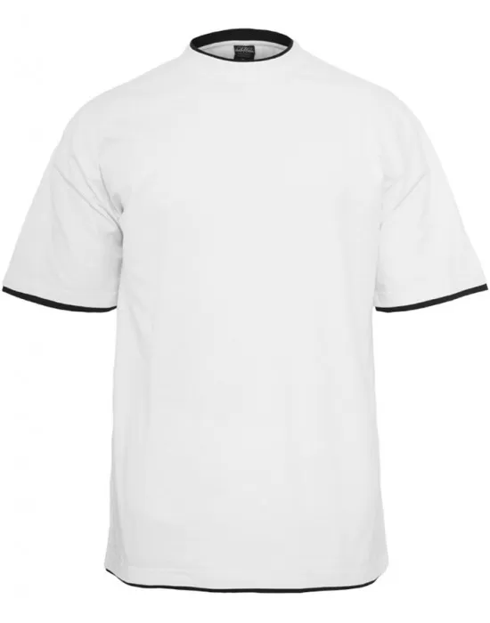 Мъжка тениска с цветни маншети Urban Classics Tall в бяло wht/blk, Тениски Tall Tees - Hoodstyle.bg