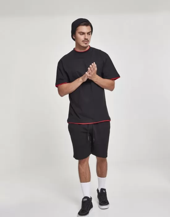 Мъжка тениска с цветни маншети Urban Classics Tall в черно blk/red, Тениски Tall Tees - Hoodstyle.bg