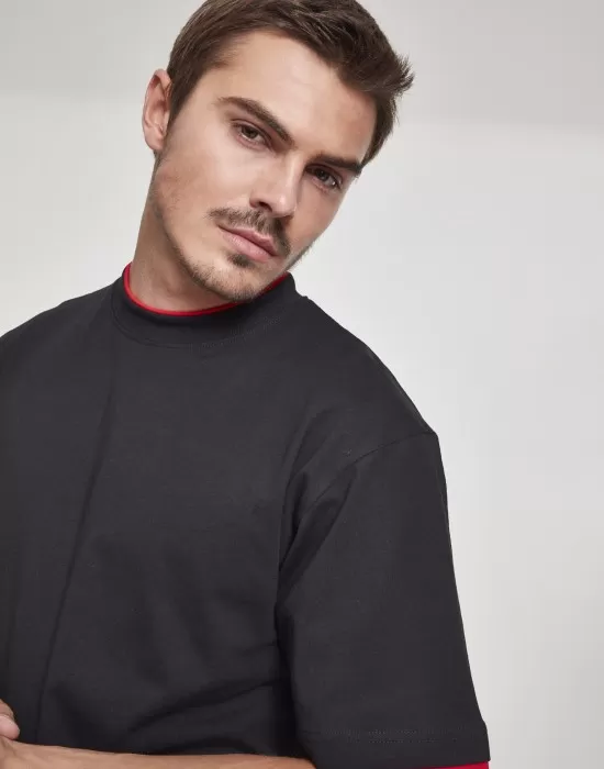 Мъжка тениска с цветни маншети Urban Classics Tall в черно blk/red, Тениски Tall Tees - Hoodstyle.bg