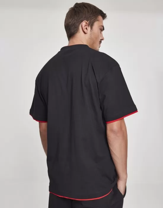 Мъжка тениска с цветни маншети Urban Classics Tall в черно blk/red, Тениски Tall Tees - Hoodstyle.bg
