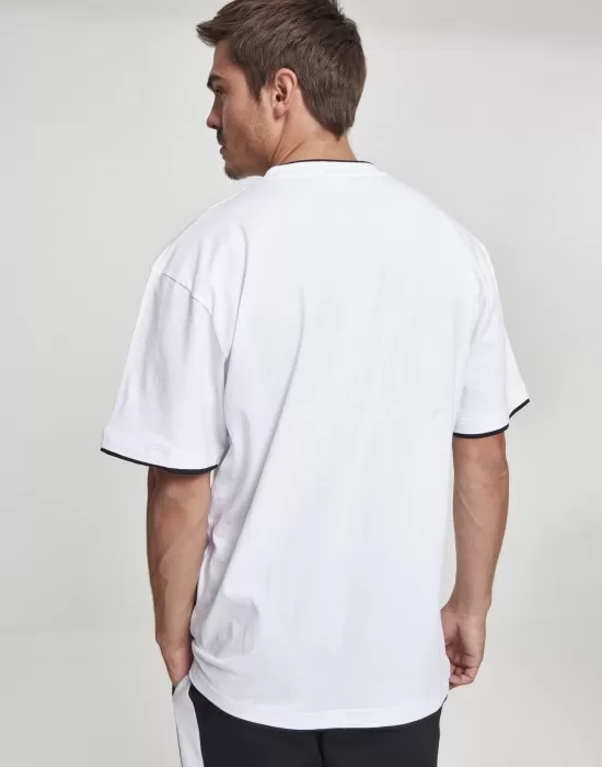 Мъжка тениска с цветни маншети Urban Classics Tall в бяло wht/blk, Тениски Tall Tees - Hoodstyle.bg