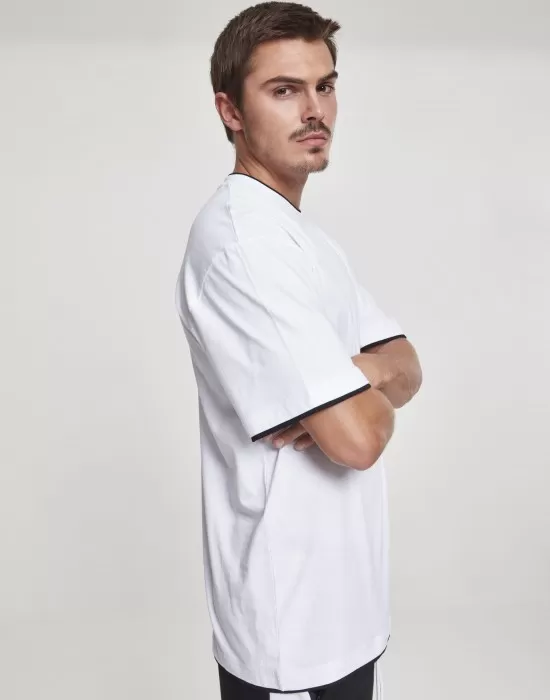 Мъжка тениска с цветни маншети Urban Classics Tall в бяло wht/blk, Тениски Tall Tees - Hoodstyle.bg