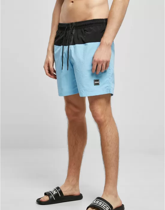 Мъжки плувни шорти в светлосин цвят Urban Classics Block Swim Shorts, Мъже - Hoodstyle.bg