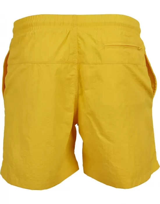 Мъжки плувни шорти Urban Classics Block в жълт цвят, Къси панталони - Hoodstyle.bg