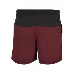 Мъжки плувни шорти в тъмночервен цвят Urban Classics Block Swim Shorts
