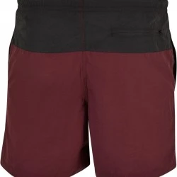 Мъжки плувни шорти в тъмночервен цвят Urban Classics Block Swim Shorts