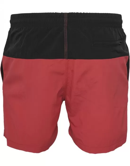 Мъжки бански в червено и черно Urban Classics Block, Къси панталони - Hoodstyle.bg