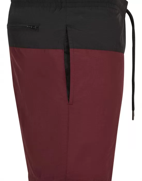 Мъжки плувни шорти в тъмночервен цвят Urban Classics Block Swim Shorts