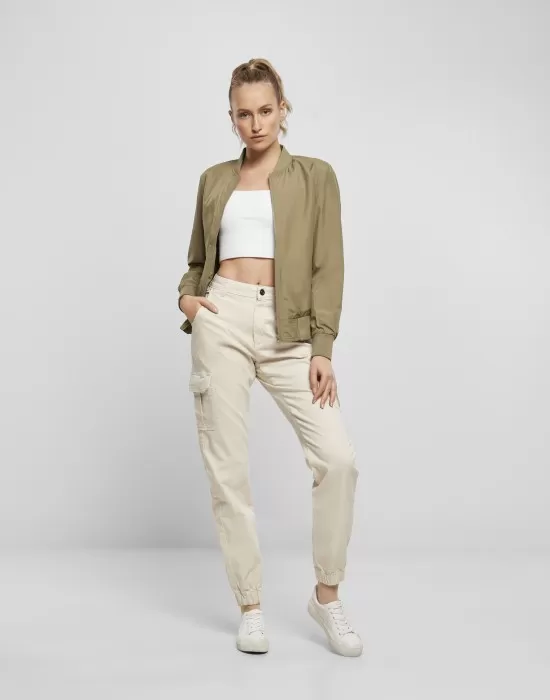 Дамско тънко яке тип бомбър в каки цвят Urban Classics khaki, Якета - Hoodstyle.bg