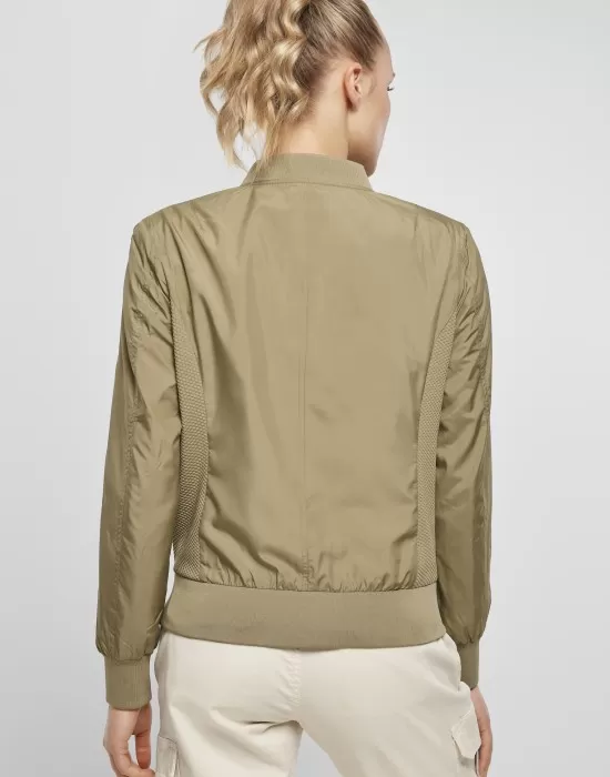 Дамско тънко яке тип бомбър в каки цвят Urban Classics khaki, Якета - Hoodstyle.bg