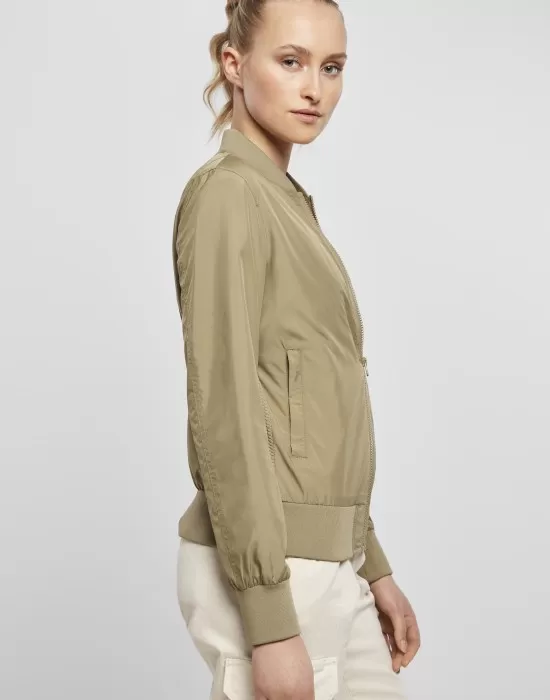 Дамско тънко яке тип бомбър в каки цвят Urban Classics khaki, Якета - Hoodstyle.bg