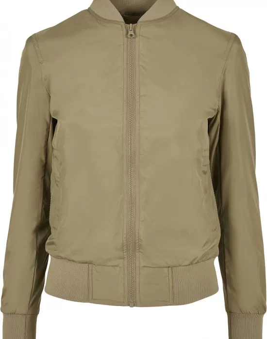 Дамско тънко яке тип бомбър в каки цвят Urban Classics khaki, Якета - Hoodstyle.bg