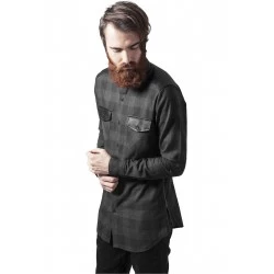 Мъжка карирана риза с кожени детайли Urban Classics blk/red blk/cha