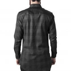 Мъжка карирана риза с кожени детайли Urban Classics blk/red blk/cha