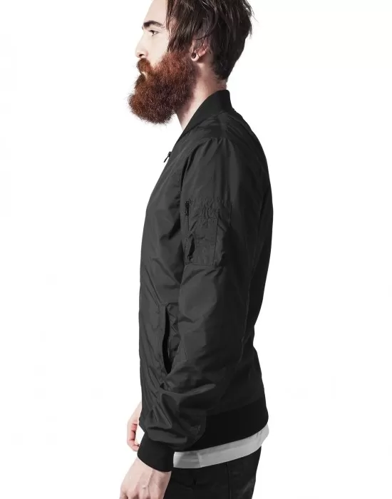 Мъжко тънко яке тип бомбър в черен цвят Urban Classics, Бомбъри - Hoodstyle.bg
