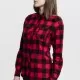 Дамска карирана риза в черно и червено Urban Classics Ladies Turnup Checked Flanell Shirt, Блузи - Hoodstyle.bg