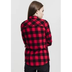 Дамска карирана риза в черно и червено Urban Classics Ladies Turnup Checked Flanell Shirt