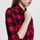 Дамска карирана риза в черно и червено Urban Classics Ladies Turnup Checked Flanell Shirt, Блузи - Hoodstyle.bg