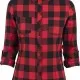 Дамска карирана риза в черно и червено Urban Classics Ladies Turnup Checked Flanell Shirt, Блузи - Hoodstyle.bg