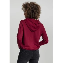 Дамски суичър в цвят бордо Urban Classics Ladies Cropped Terry Hoody 