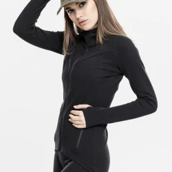 Дамски суичър в черно Urban Classics Ladies Athletic Interlock Zip Hoody 