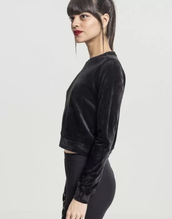 Дамска кадифена блуза в черен цвят Urban Classics, Блузи - Hoodstyle.bg