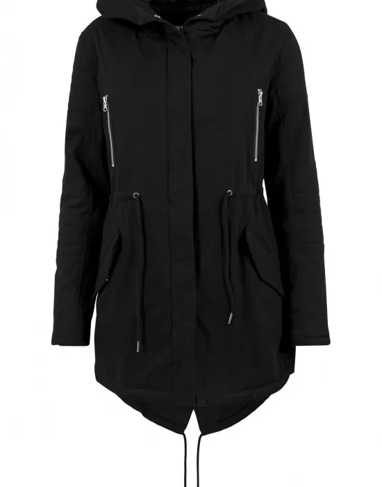 Дамско яке в черно от Urban Classics Ladies Sherpa Lined Cotton Parka, Якета - Hoodstyle.bg