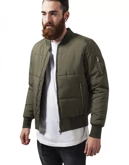 Мъжко яке бомбър Urban Classics в цвят маслина, Бомбъри - Hoodstyle.bg
