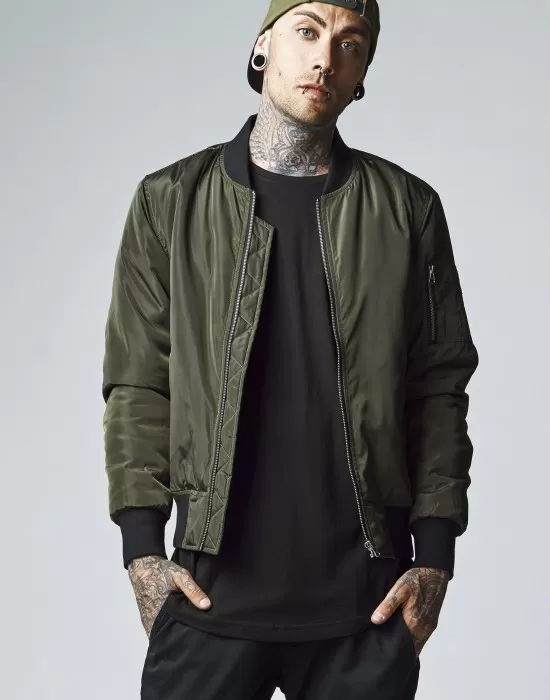 Мъжко яке тип бомбър Urban Classics darkolive/black, Бомбъри - Hoodstyle.bg