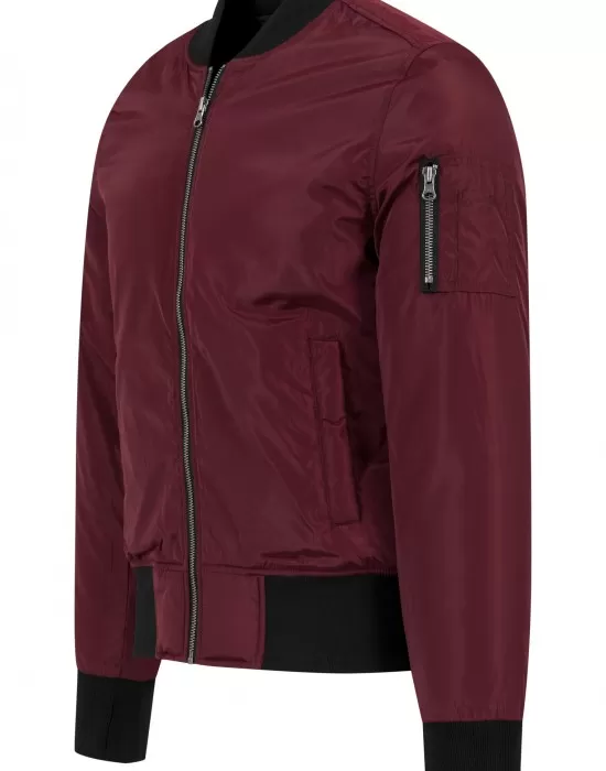 Мъжко яке тип бомбър в цвят бордо Urban Classics burgundy/black