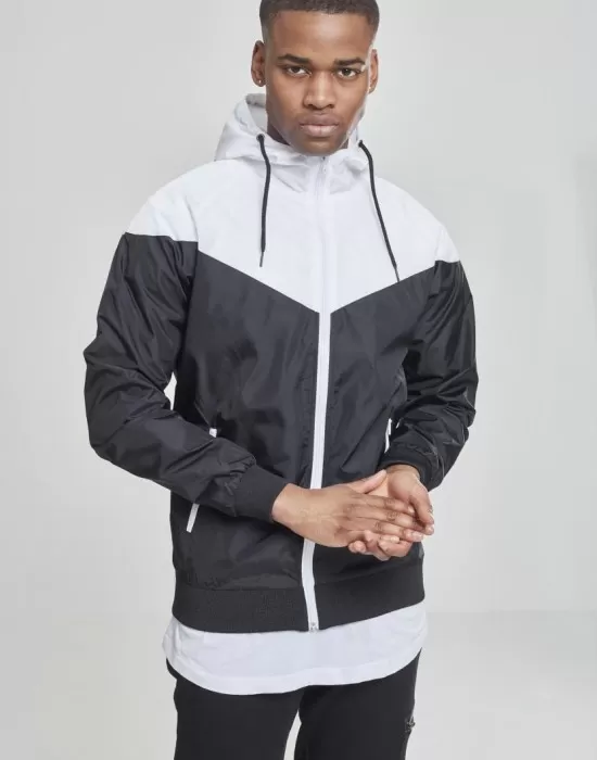 Мъжко яке тип ветровка в два цвята Urban Classics blk/wht, Ветровки - Hoodstyle.bg