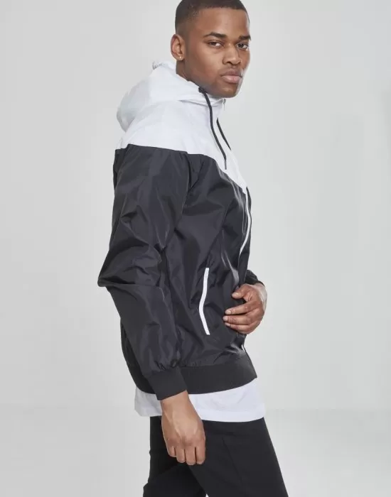 Мъжко яке тип ветровка в два цвята Urban Classics blk/wht, Ветровки - Hoodstyle.bg