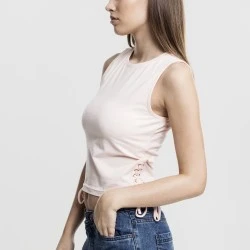 Дамски топ в розов цвят Urban Classics Ladies Lace Up Cropped Top pink 