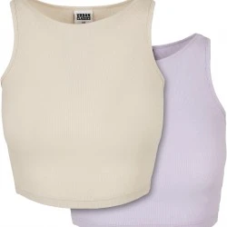 Комплект от два броя дамски топ Urban Classics Cropped Rib Top softseagrass+lilac