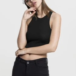 Дамски топ в черен цвят Urban Classics Ladies Cropped Rib Top black 