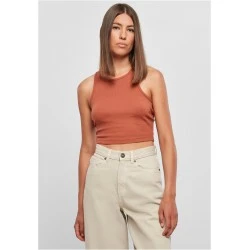 Дамски топ в цвят праскова Urban Classics Ladies Cropped Rib Top